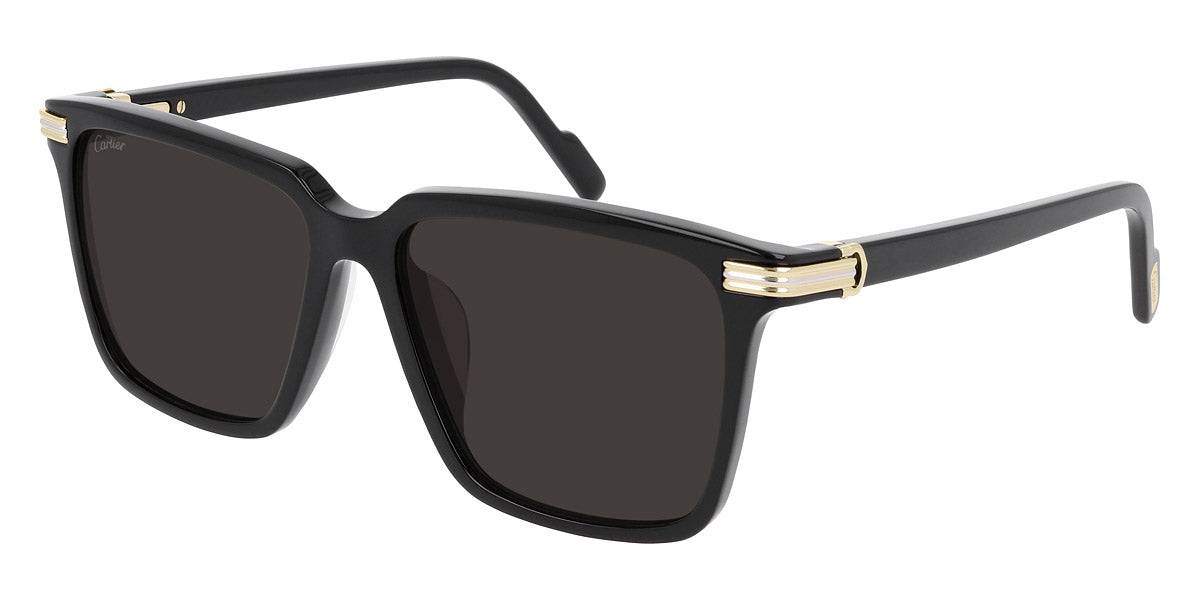 Cartier CT0220SA 001 Men Square Sunglasses Black Gray Lens – ABC