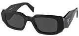 Prada PR 17WS Black Rectangle Sunglasses with Grey Lens - Luxury Designer Eyewear | ABCGlasses.com