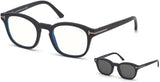 Tom Ford FT5532 Round Eyeglasses with leather clip on | ABCGlasses.com