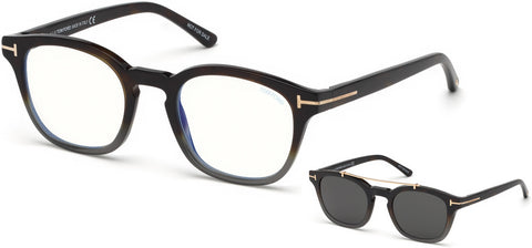 Tom Ford FT5532 Round Eyeglasses with clip on | ABCGlasses.com