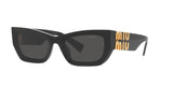 Miu Miu MU 09WS 1AB5S0 sunglasses, black frame with dark grey lenses, angled front view