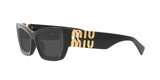 Miu Miu MU 09WS 1AB5S0 sunglasses, black frame with dark grey lenses, angled side view