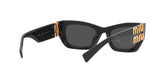 Miu Miu MU 09WS 1AB5S0 sunglasses, black frame with dark grey lenses, rear angled view