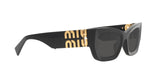 Miu Miu MU 09WS 1AB5S0 sunglasses, black frame with dark grey lenses, angled side view