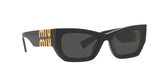 Miu Miu MU 09WS 1AB5S0 sunglasses, black frame with dark grey lenses, angled front view