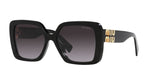 Miu Miu MU 10YS 1AB5D1 sunglasses, black frame with grey gradient lenses, angled front view