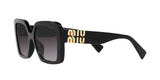 Miu Miu MU 10YS 1AB5D1 sunglasses, black frame with grey gradient lenses, angled side view