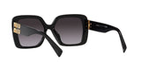 Miu Miu MU 10YS 1AB5D1 sunglasses, black frame with grey gradient lenses, rear angled view