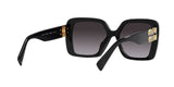 Miu Miu MU 10YS 1AB5D1 sunglasses, black frame with grey gradient lenses, rear angled view