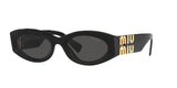 Miu Miu MU 11WS 1AB5S0 sunglasses, black frame with dark grey lenses, angled front view