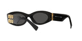 Miu Miu MU 11WS 1AB5S0 sunglasses, black frame with dark grey lenses, rear angled view