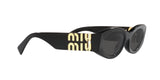 Miu Miu MU 11WS 1AB5S0 sunglasses, black frame with dark grey lenses, angled side view