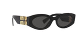 Miu Miu MU 11WS 1AB5S0 sunglasses, black frame with dark grey lenses, angled front view