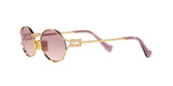 Miu Miu MU 52YS 5AK06S sunglasses, gold frame with brown gradient violet lenses, angled side view