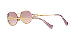Miu Miu MU 52YS 5AK06S sunglasses, gold frame with brown gradient violet lenses, angled rear view
