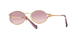 Miu Miu MU 52YS 5AK06S sunglasses, gold frame with brown gradient violet lenses, rear angled view
