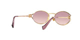 Miu Miu MU 52YS 5AK06S sunglasses, gold frame with brown gradient violet lenses, rear angled view