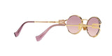 Miu Miu MU 52YS 5AK06S sunglasses, gold frame with brown gradient violet lenses, angled rear view