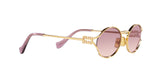 Miu Miu MU 52YS 5AK06S sunglasses, gold frame with brown gradient violet lenses, angled side view