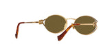 Miu Miu MU 52YS 7OE01T sunglasses, brass gold frame with dark brown lenses, rear angled view