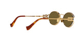Miu Miu MU 52YS 7OE01T sunglasses, brass gold frame with dark brown lenses, angled rear view