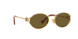 Miu Miu MU 52YS 7OE01T sunglasses, brass gold frame with dark brown lenses, angled front view