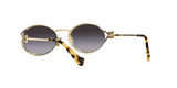 Miu Miu MU 52YS ZVN5D1 sunglasses, pale gold frame with grey gradient lenses, rear angled view