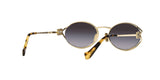 Miu Miu MU 52YS ZVN5D1 sunglasses, pale gold frame with grey gradient lenses, rear angled view