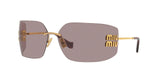 Miu Miu MU 54YS 5AK06I sunglasses, gold frame with light purple brown lenses, angled front view