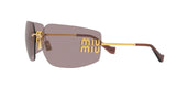 Miu Miu MU 54YS 5AK06I sunglasses, gold frame with light purple brown lenses, angled side view
