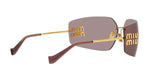 Miu Miu MU 54YS 5AK06I sunglasses, gold frame with light purple brown lenses, angled rear view