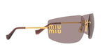 Miu Miu MU 54YS 5AK06I sunglasses, gold frame with light purple brown lenses, angled side view