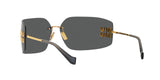 Miu Miu MU 54YS 5AK5S0 sunglasses, gold frame with dark grey lenses, rear angled view