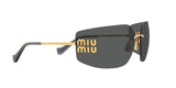 Miu Miu MU 54YS 5AK5S0 sunglasses, gold frame with dark grey lenses, angled side view
