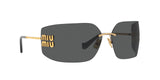 Miu Miu MU 54YS 5AK5S0 sunglasses, gold frame with dark grey lenses, angled front view