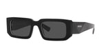 Prada PR 06YS 09Q5S0 sunglasses, black/white frame with dark grey lenses, angled front view