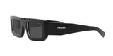 Prada PR 06YS 09Q5S0 sunglasses, black/white frame with dark grey lenses, angled side view