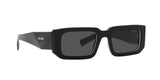 Prada PR 06YS 09Q5S0 sunglasses, black/white frame with dark grey lenses, angled front view