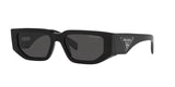 Prada PR 09ZS 1AB5S0 sunglasses, black frame with dark grey lenses, angled front view