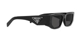 Prada PR 09ZS 1AB5S0 sunglasses, black frame with dark grey lenses, angled side view