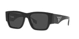 Prada PR 10ZS 1AB5S0 sunglasses, black frame with dark grey lenses, angled front view