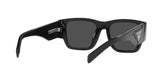 Prada PR 10ZS 1AB5S0 sunglasses, black frame with dark grey lenses, rear angled view