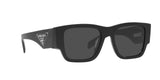 Prada PR 10ZS 1AB5S0 sunglasses, black frame with dark grey lenses, angled front view