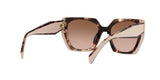 Prada PR 15WS 01R0A6 sunglasses, tortoise caramel/powder frame with brown gradient lenses, rear angled view
