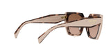Prada PR 15WS 01R0A6 sunglasses, tortoise caramel/powder frame with brown gradient lenses, angled rear view