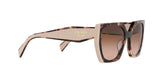 Prada PR 15WS 01R0A6 sunglasses, tortoise caramel/powder frame with brown gradient lenses, angled side view