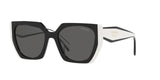 Prada PR 15WS 09Q5S0 sunglasses, black/talc frame with dark grey lenses, angled front view