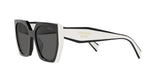 Prada PR 15WS 09Q5S0 sunglasses, black/talc frame with dark grey lenses, angled side view