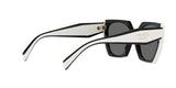 Prada PR 15WS 09Q5S0 sunglasses, black/talc frame with dark grey lenses, angled rear view