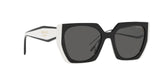 Prada PR 15WS 09Q5S0 sunglasses, black/talc frame with dark grey lenses, angled front view